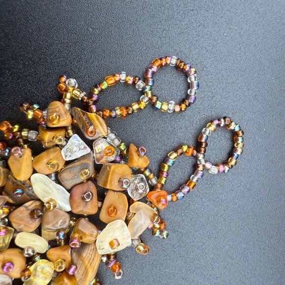 Handmade Artisan Bracelet Natural Stone Chunky Beaded Design Unique Earthy Tones - Picture 4 of 11